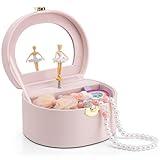 Vlando Musical Jewelry Box for Girls - Birthday for Girls Ages 4 5 6 7 8-12 Year Old - Kid Music Box with Ballerina for Birthday Bedroom Decor - Light Pink