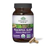 ORGANIC INDIA Peaceful Sleep Herbal Supplement - Deep Sleep Aid, Herbal Sleep Aid for Adults, Natural Sleep Aid Without Melatonin, Supports Sleep Cycles, USDA Certified Organic, Non-GMO - 90 Capsules