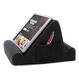 Brookstone - Memory Foam Lap Desk Tablet Holder, Holds Phones, iPads, E-Book Readers, 2 Viewing Angles, 2 Side Pockets for Accessories, Book Holder Cushion, Perfect for Home, Car Travel & Flights