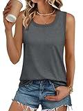 AUTOMET Womens Loose Fit Casual Flowy Tank Tops Square Neck Trendy Sleeveless Summer Tops Clothes Outfits 2025 Gray XL