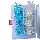 Homankit 50Pcs Edible Cake Cupcake Toppers Snowflakes Christmas Winter Party Decoration White and Blue