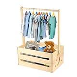 Wooden Baby Shower Wardrobe - Stylish Crate Closet With Versatile Clothes Rack and Practical Storage Basket for New Parents Gifts and Newborn Essentials
