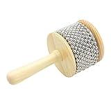 Mowind Wooden Cabasa Hand Shaker Percussion Instrument with Metal Beads for Classroom Band 3.4" Size