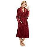 HEARTNICE Womens Fleece Robes, Soft Plush Long Bathrobe, Thick Kimono Robes for Womens, Warm House Coat (Wine, S/M)