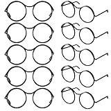 Doll Glasses, 10 Pcs Mini Metal Wire Rim Frameless Lens Doll Dress up Eyeglasses Dolls Making Supplies for Dolls Pets Costume Accessories Cosplay DIY Crafts (Black)