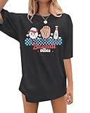 MOUSYA Baseball Mom Shirt Women Oversized Baseball Shirts Gameday Baseball Casual Short Sleeve Shirts Dark Grey