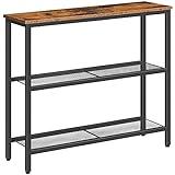 HOOBRO 29.5" Narrow Console Table, 3-Tier Entryway Table, Thin Sofa Table with Shelves, Side Table, Display Table, for Hallway, Entrance, Living Room, Bedroom, Rustic Brown and Black BF73XG01