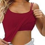 Sales Today Clearance Prime only,Log in, Built in Bra Tank Tops for Women Cotton Padding Adjustable Spaghetti Strap Camisole Plus Size 2024 Summer Tops Orders,0.99 Cent,Amazon Wine