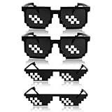 JIEYAO 4Pcs Cool Mosaic Glasses Props, Mosaic Sunglasses for Party Unisex Sunglass for Photo Cosplay Decoration Shades Men Women
