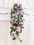 MISSPIN 2pcs Artificial Flowers Garland Spring Eucalyptus Garland Vintage Fake Flower Peony Rose Vine Greenery Decorative Wall Hanging Plant for Wedding Arch Door Arrangement Party Decor