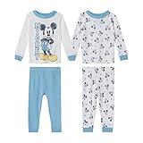 Disney Baby Boys' Mickey Mouse 4-Piece Snug Fit Cotton Pajamas (as1, age, 24_months, Mickey Blue Star)