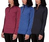 3 Pack: Womens Quarter 1/4 Zip Pullover Long Sleeve Shirt Quick Dry Dri Fit Yoga 1/2 Zip Athletic Ladies Volleyball Active Gym Workout Top Golf UPF Hiking Outdoor Sports Exercise Running Set 5,L