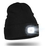 Wmcaps Stocking Gifts Stuffers for Men, Hat with Light Built in, LED Beanie Headlamp for Dad Women Husband Boyfriend Him Black