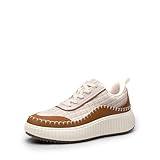 DREAM PAIRS Women Chunky Arch Comfortable Casual Platform Fashion Sneakers.,Size 7.5,Brown Beige,SDFN2379W