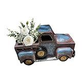 DTSFHTDAL Creative Small Truck Flower Pot, Home Decor Collectible Vehicles Vintage Mini Car Statue Farmhouse Truck Decor Table Top Decor Little Blue Truck for Props Gifts