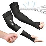 toolant Metal Q Cut Resistant Gardening Sleeves with Tumb Hole, Protective Arm Sleeves for Yard Work, Kitchen, Arm Guards for Biting, Pet Grooming, Gardening Gifts for Women, Black, 1 Pair