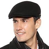 Sumolux Mens Newsboy Cap Winter Beret Hat Cabbie Flat Cap Black