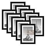 upsimples 5x7 Picture Frame Set of 10, Display Pictures 4x6 with Mat or 5x7 Without Mat, Multi Photo Frames Collage for Wall or Tabletop Display, Black