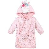 Hudson Baby Unisex Baby Cotton Rich Bathrobe, Pink Unicorn, 0-9 Months