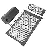 Acupressure Mat Set, Acupuncture Point Massage Pillow, Relieving Neck and Back Pain, Muscle Relaxation and Stress Reduction, Sciatica Relief, Suitable for Men and Women, Carry a Handbag, Gray White