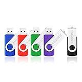 KOOTION 5 X 64 GB USB 3.0 Flash Drive 64GB Thumb Drives 3.0 Swivel Memory Stick USB 3.0 Drive Backup Jump Drive for Storage USB Stick Keychain Design (Multicolor 5 Pack)