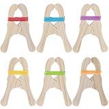 Simgoing 6 Pcs Wooden Play Clips for Kids Montessori and Waldorf Fort Building Kit Silk Clips Giant Wooden Handmade Fort Building for Blankets Silk Construction(Multicolored)