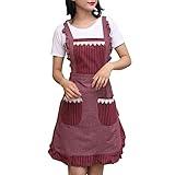 Cute Apron for Women with Pockets, Comfortable Kitchen Apron, Perfect for Cafe Shop, Baking, Gardening, Cooking, Red …