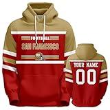 idea4Design Custom Football Hoodies Sports Personalized Fans Sweatshirts Add Name & Number Pullover Gifts for Men Women Youth