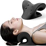 RESTCLOUD Neck and Shoulder Relaxer, Cervical Traction Device for TMJ Pain Relief and Cervical Spine Alignment, Chiropractic Pillow, Neck Stretcher (Black)