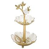NIKKY HOME Gold Metal Jewelry Holder Stand With Ring Tray, Tree Jewelry Organizer Decorative Flower Jewelry Necklace Holder Organizer Rack Tower