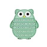Push Pop Bubble Fidget Sensory Toy, Silicone Stress Relief Popping Toy, ABC Alphabet Owl Shaped Educational Learning Tools for Toddlers Kids Students (Black Letters-Green)