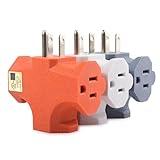 [UL Listed] Cable Matters 3-Pack 3 Way Plug Adapter 15A 1875W, 3 Prong 3 Outlet Adapter, Power Splitter Plug Outlet, 3 Way Electrical Splitter, Multicolored (White, Gray, Orange)