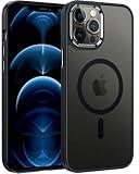 FNTCASE for iPhone 12 Pro-Max Case: Magnetic Matte Textured Military Grade Drop Protection Translucent Cell Phone Cover - Slim Rugged Durable Shockproof Protective Bumper Cases (Black)