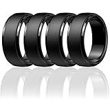 Egnaro Men's Silicone Wedding Rings: Classic Black Style Rubber ring - Hypoallergenic for Gym/Outdoor/Gift(1/4/7 Variety Pack with Half Size)