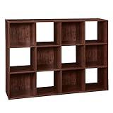 ClosetMaid Cubeicals 12 Cube Storage Shelf Organizer Bookshelf, Stackable, Vertical or Horizontal, Easy Assembly, Wood, Dark Cherry Finish