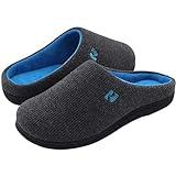 RockDove Men's Original Two-Tone Memory Foam Slipper, Size 10.5 US Men, Dark Grey/Blue