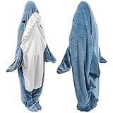 Fu Store Shark Blanket Soft Cozy Flannel Blanket Hoodie Onesie Sleeping Bag Cute Cosplay Wearable Funny Costume for Adult Kid