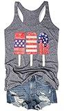 Woffccrd Womens American Flag Popsicle Tanks Tops 4th of July Patriotic Funny Graphic Tees (L, Q Grey 2)