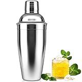 NewGF Cocktail Shaker,24oz Drink Mixer with Built-in Strainer for Mixing Drinks Margaritas,Beginner Friendly Stainless Steel Mixer Bar Utensil Tool