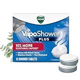 Vicks, VapoShower Plus, Shower Steamers, Eucalyptus Shower Steamer & Menthol Scent, Clean Dissolving Vapor Shower Tablets, Aromatherapy Shower Steamer & Shower Bombs, 12 count