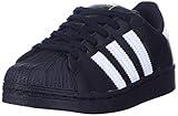 adidas Originals unisex child Superstar Sneaker, Black/White/Black, 4 Big Kid US