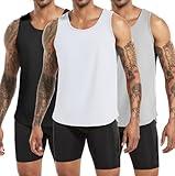 Boyzn 3 Pack Workout Tank Top for Men, Quick Dry Cotton Muscle Tank Tops, Fitness Bodybuilding Sleeveless T Shirts Black/White/Gray-3P01-S