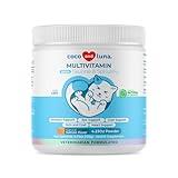 Multivitamin for Cats - 4oz Powder - L-Lysine, Taurine, and Spirulina for Immune Support and Eye Health - Fish Oil & Vitamins for Skin and Heart Health. (for Cats)