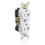 Leviton Tamper Resistant Duplex Receptacle, 20-Amp, 125-Volt, Side Wired, Commercial Spec Grade, No Clamps, TCR20-W, White