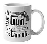 Leave The Gun Take The Cannoli Funny Movie Reference Coffee & Tea Mug For A Pastry Chef, Baker, Cook, Restaurant Owner, Italian-American, Men, And Women Who Are Fans of Italian Mob Movies (11oz)