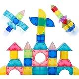 67 PCS Magnetic Blocks for Kids, Various Shapes Magnetic Building Block Set for Toddlers, STEM Educational Preschool Sensory Montessori Construction Toys for Boys Girls Age 3 4 5 6 7 8 (Bright)