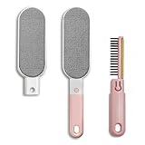 VrythosNex​​ ​4-in-1 Pet Hair Remover for Couch, Car, Furniture - Portable Dog Cat Fur Hair Removal Tool with Detachable Brush, Lint Brush, Fabric Shaver, Crevice Tool (Pink)
