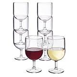 US Acrylic Stackable 8 ounce Plastic Wine Stems in Clear | Set of 8 Reusable, BPA-free, Made in the USA, Top-rack Dishwasher Safe