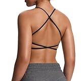 Aoxjox Women's Workout Sports Bras Fitness Ivy Low Impact Bra Yoga Crop Tank (Black, Large)