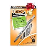 BIC Round Stic Xtra Life Black Ballpoint Pens, Medium Point (1.0mm), 60-Count Pack of Bulk Pens, Flexible Round Barrel for Writing Comfort, No. 1 Selling Ballpoint Pens